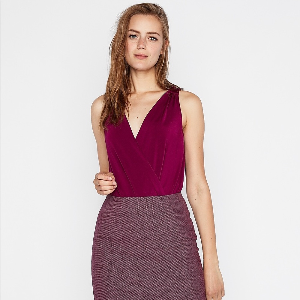 Express High Waisted Twill Seamed Pencil Skirt - Picture 3 of 7